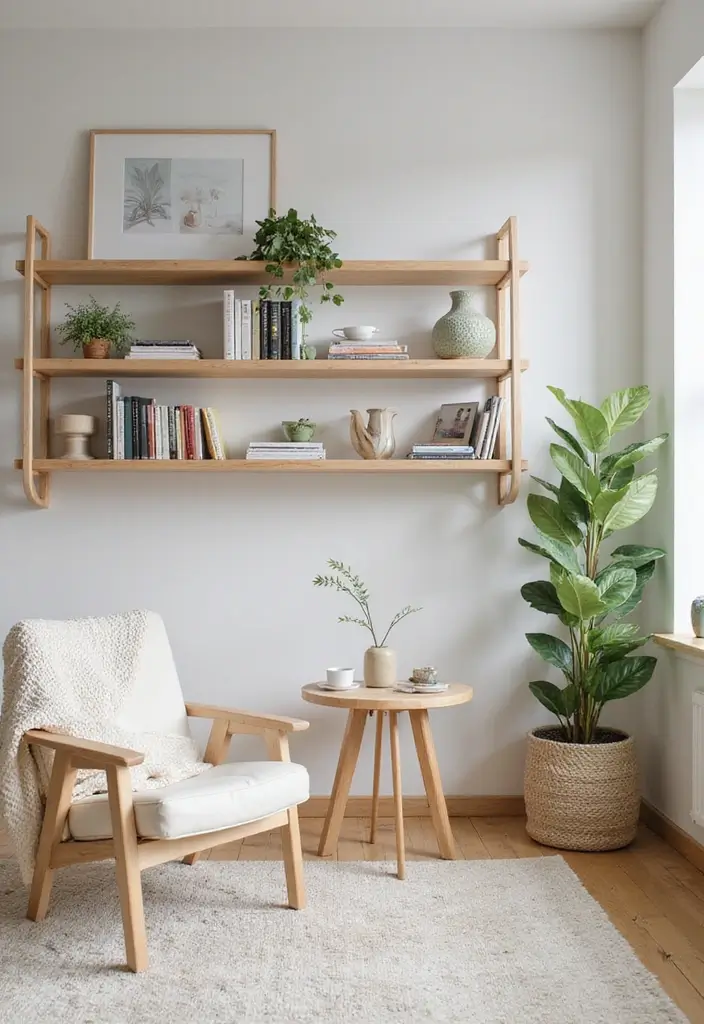 28 Living Room With Shelves Ideas That Add Storage and Charm - 23. Modern Scandinavian Shelving