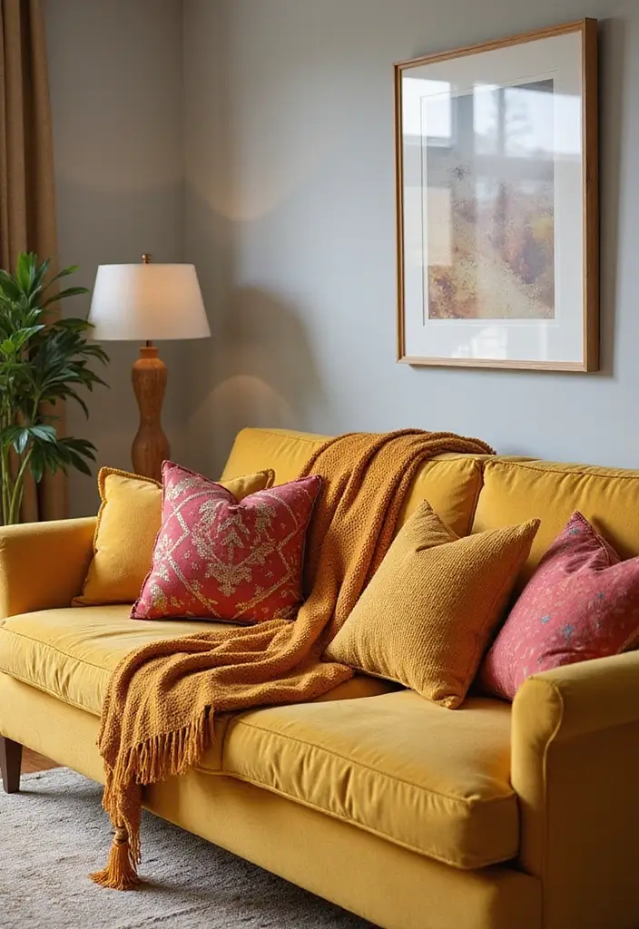 28 Mustard Living Room Ideas That Feel Warm and Bold - 2. Mustard Sofas