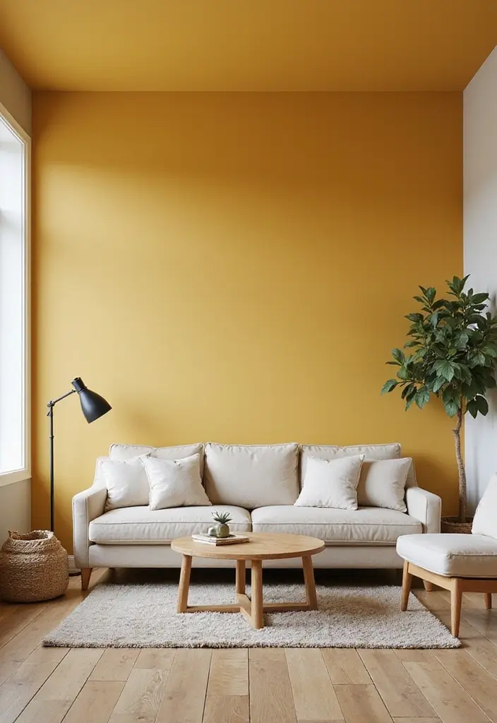 28 Mustard Living Room Ideas That Feel Warm and Bold - 25. Mustard on Ceilings