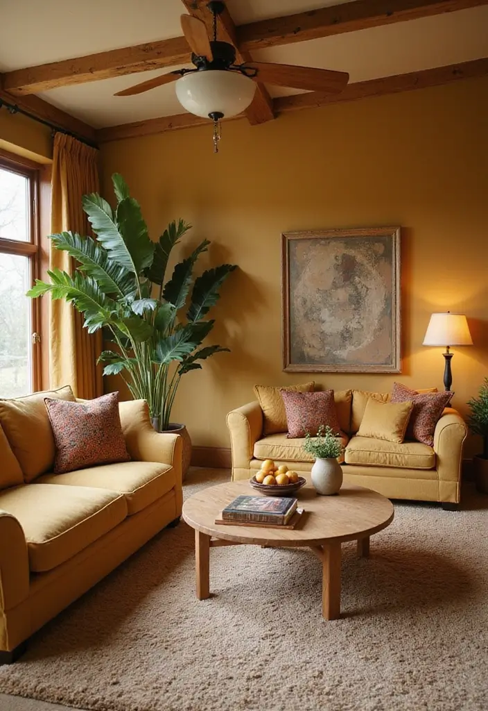 28 Mustard Living Room Ideas That Feel Warm and Bold - 27. Mustard with Earthy Tones