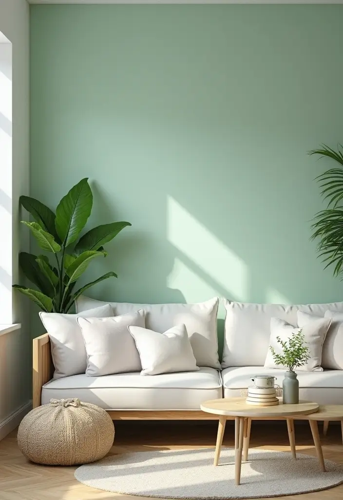 28 Painted Accent Walls in Living Room Ideas That Transform Your Space - 1. Refreshing Mint Green Oasis