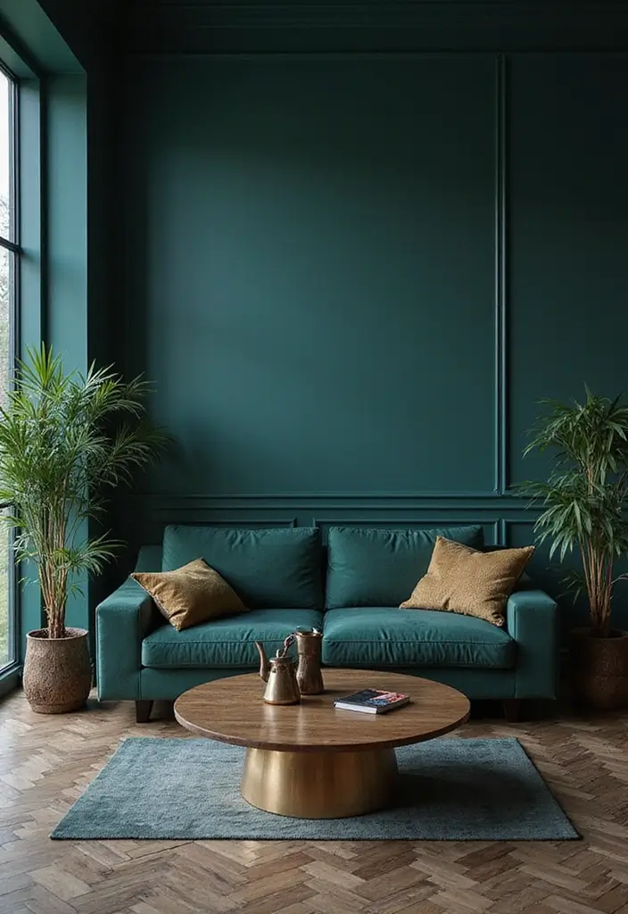 28 Painted Accent Walls in Living Room Ideas That Transform Your Space - 11. Mysterious Dark Teal