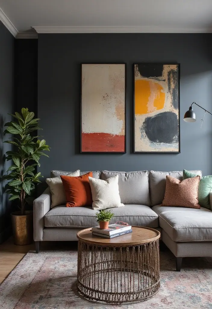 28 Painted Accent Walls in Living Room Ideas That Transform Your Space - 2. Bold Charcoal Gray Statement