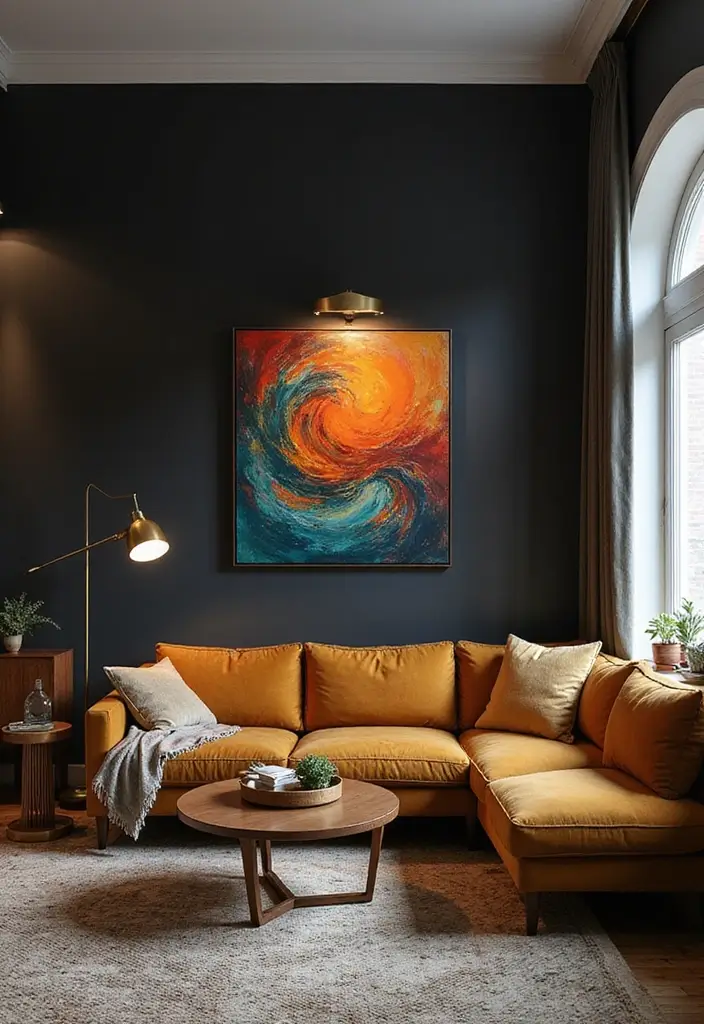 28 Painted Accent Walls in Living Room Ideas That Transform Your Space - 9. Chic Black Accent Wall