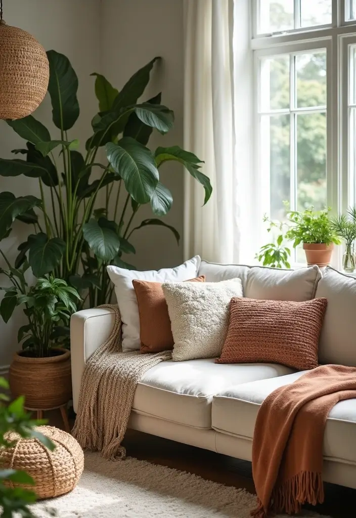 28 Plants in Living Room Ideas That Bring Nature Indoors - 11. Layered Textures