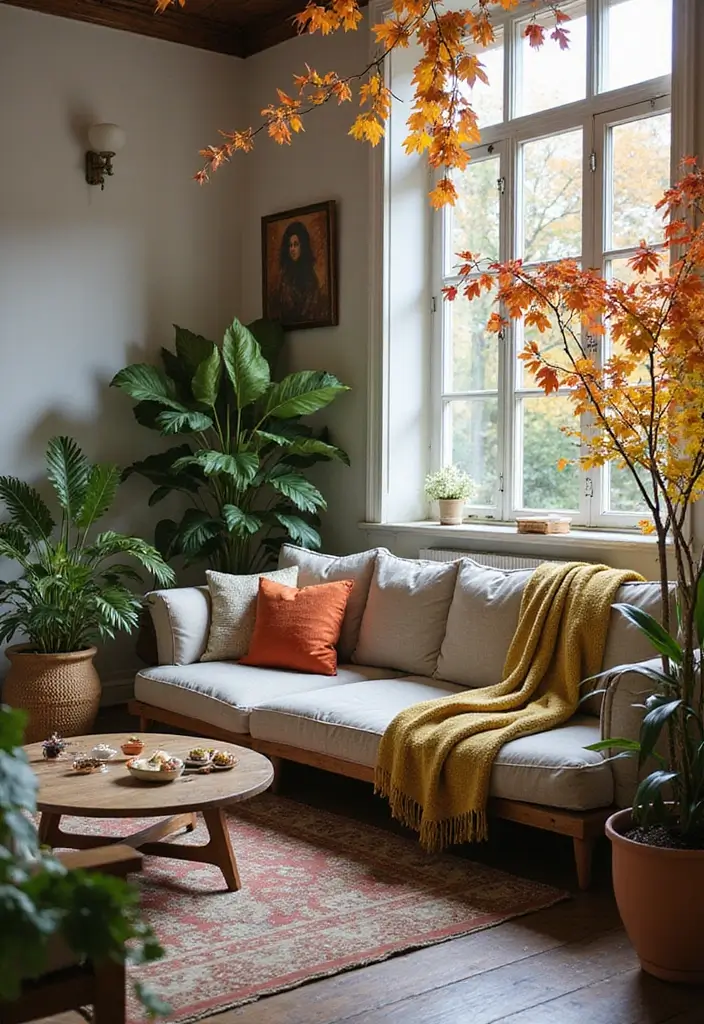 28 Plants in Living Room Ideas That Bring Nature Indoors - 14. Seasonal Switch-Up