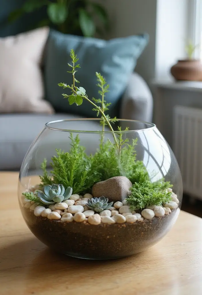28 Plants in Living Room Ideas That Bring Nature Indoors - 18. Miniature Indoor Gardens