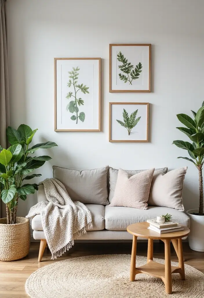 28 Plants in Living Room Ideas That Bring Nature Indoors - 22. Using Nature-inspired Art