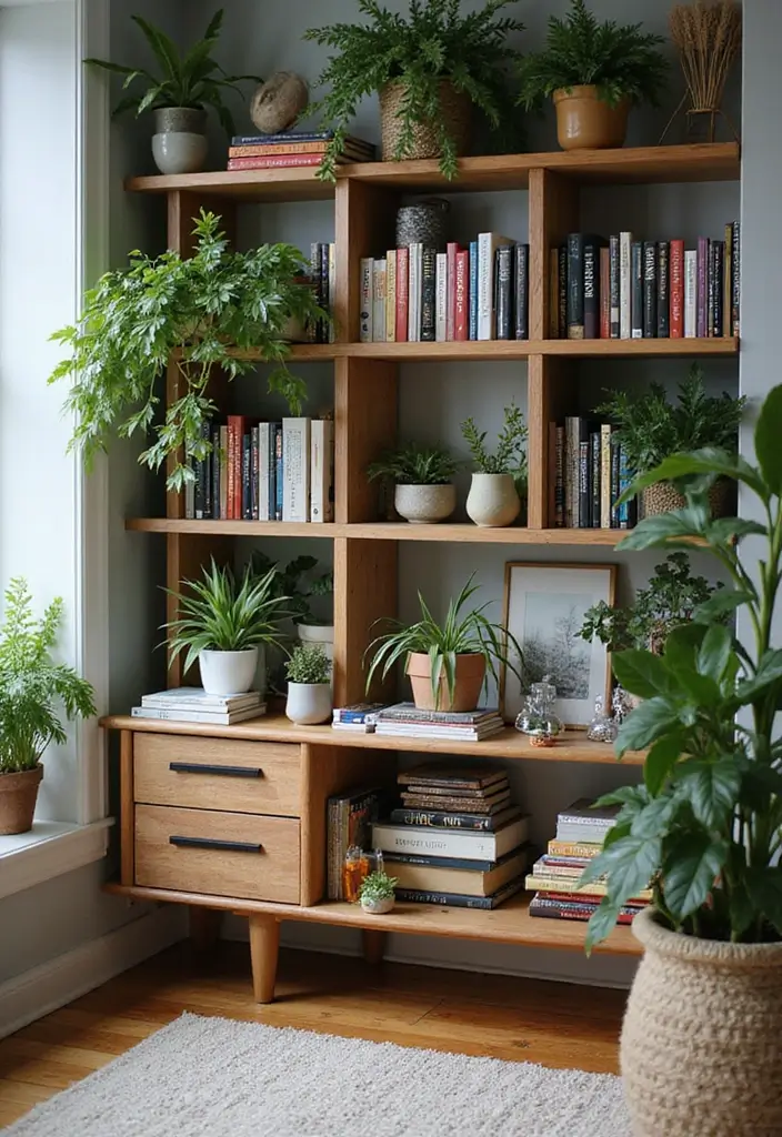 28 Plants in Living Room Ideas That Bring Nature Indoors - 6. Plant-filled Shelves