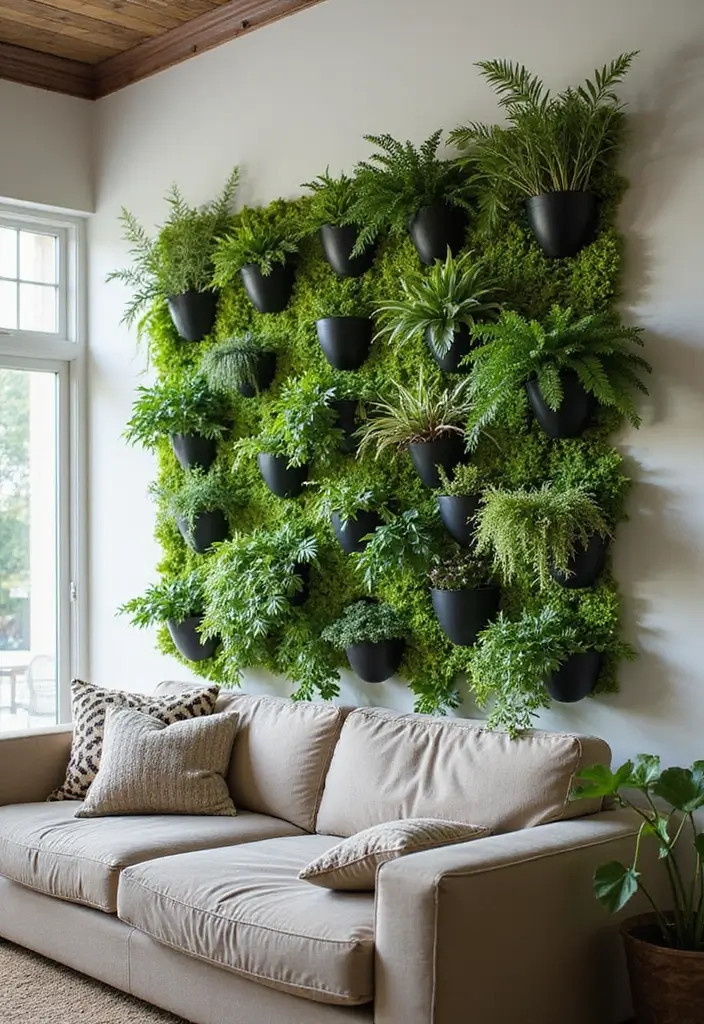 28 Plants in Living Room Ideas That Bring Nature Indoors - 7. Indoor Green Wall