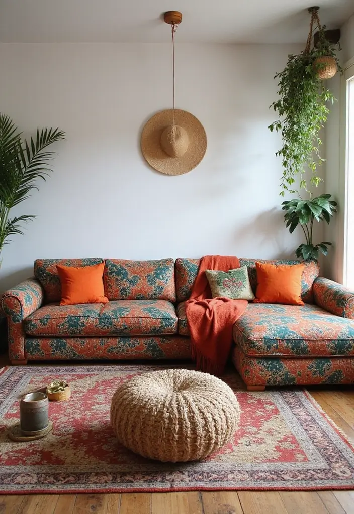 28 Sectional Living Room Ideas That Maximize Seating and Style - 13. Bohemian Sectional Vibes