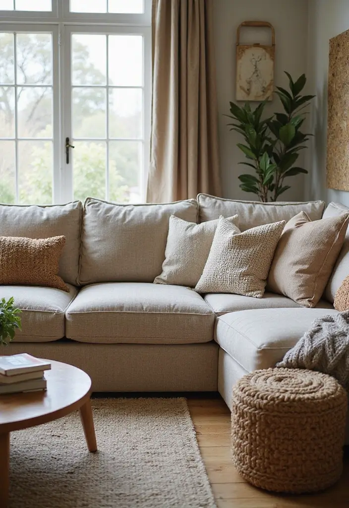 28 Sectional Living Room Ideas That Maximize Seating and Style - 20. Textured Fabrics for Comfort