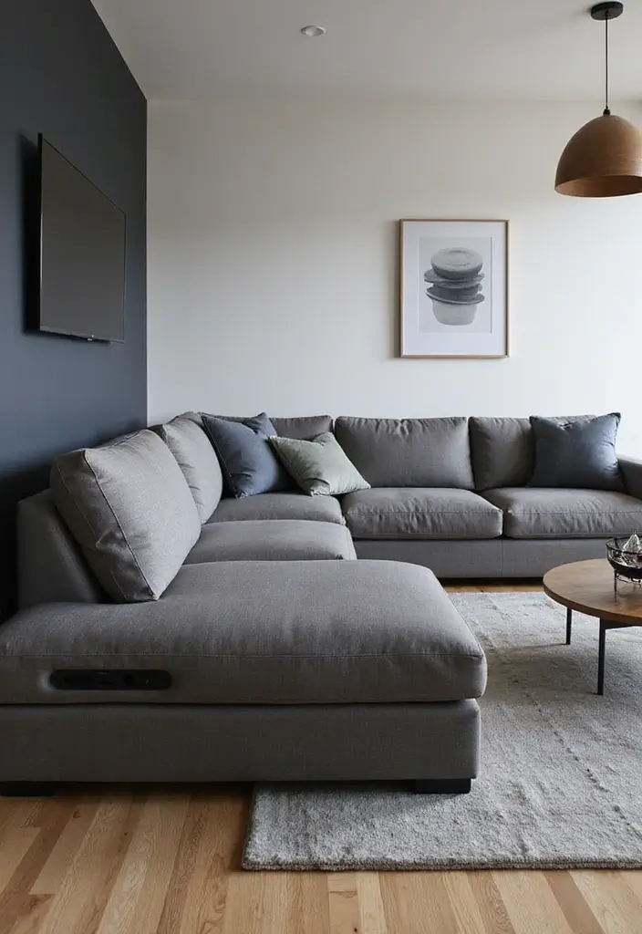 28 Sectional Living Room Ideas That Maximize Seating and Style - 23. Smart Tech-Integrated Sectionals