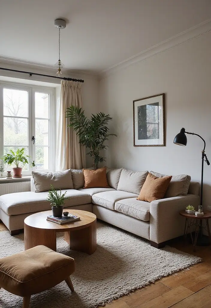 28 Sectional Living Room Ideas That Maximize Seating and Style - 28. Vintage Modern Contrast