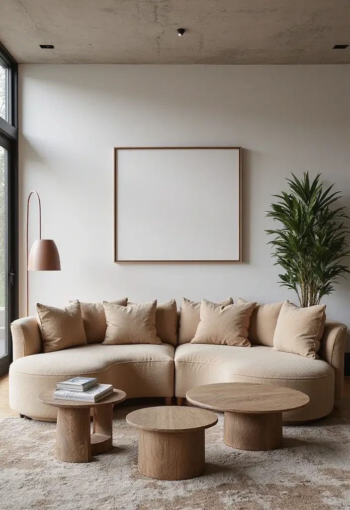 28 Sectional Living Room Ideas That Maximize Seating and Style - 4. Curved Sectional for Unique Flair