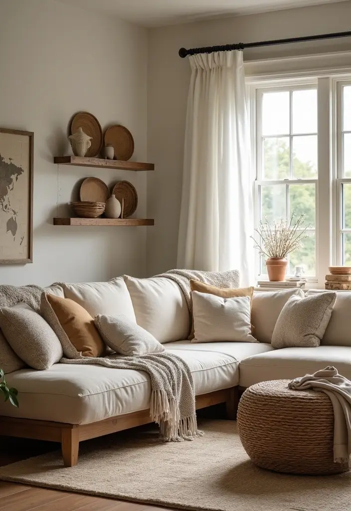 28 Sectional Living Room Ideas That Maximize Seating and Style - 6. Rustic Chic with a Farmhouse Sectional