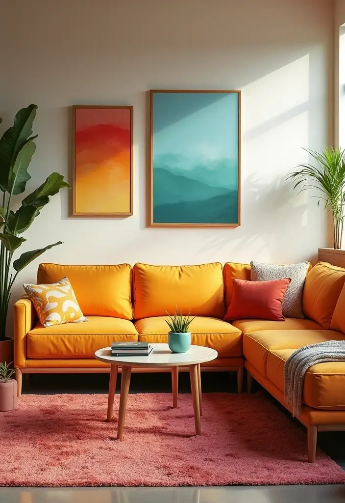 28 Sectional Living Room Ideas That Maximize Seating and Style - 7. Bright and Bold Colors