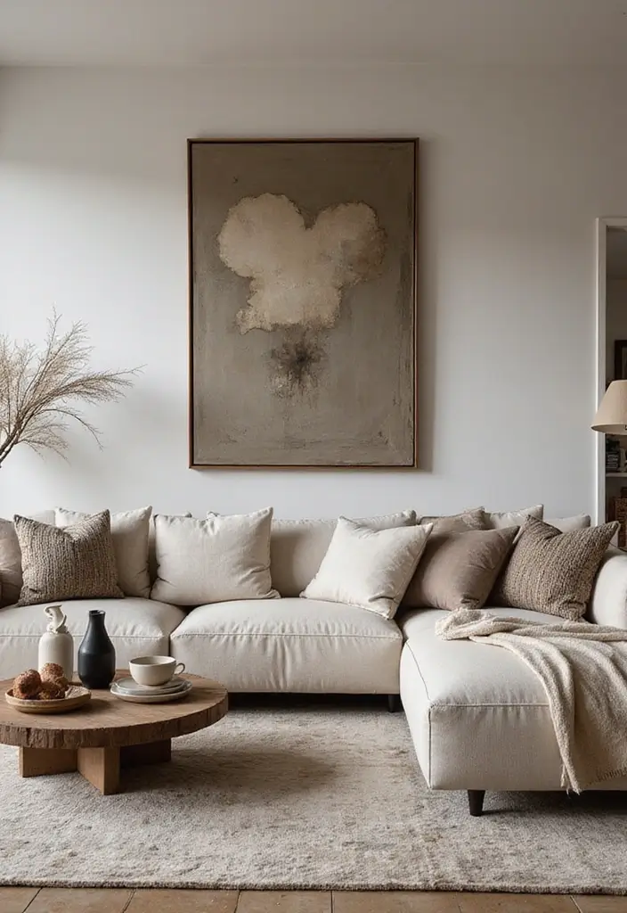 28 Sectional Living Room Ideas That Maximize Seating and Style - 8. Elegant Neutrals with Textured Layers