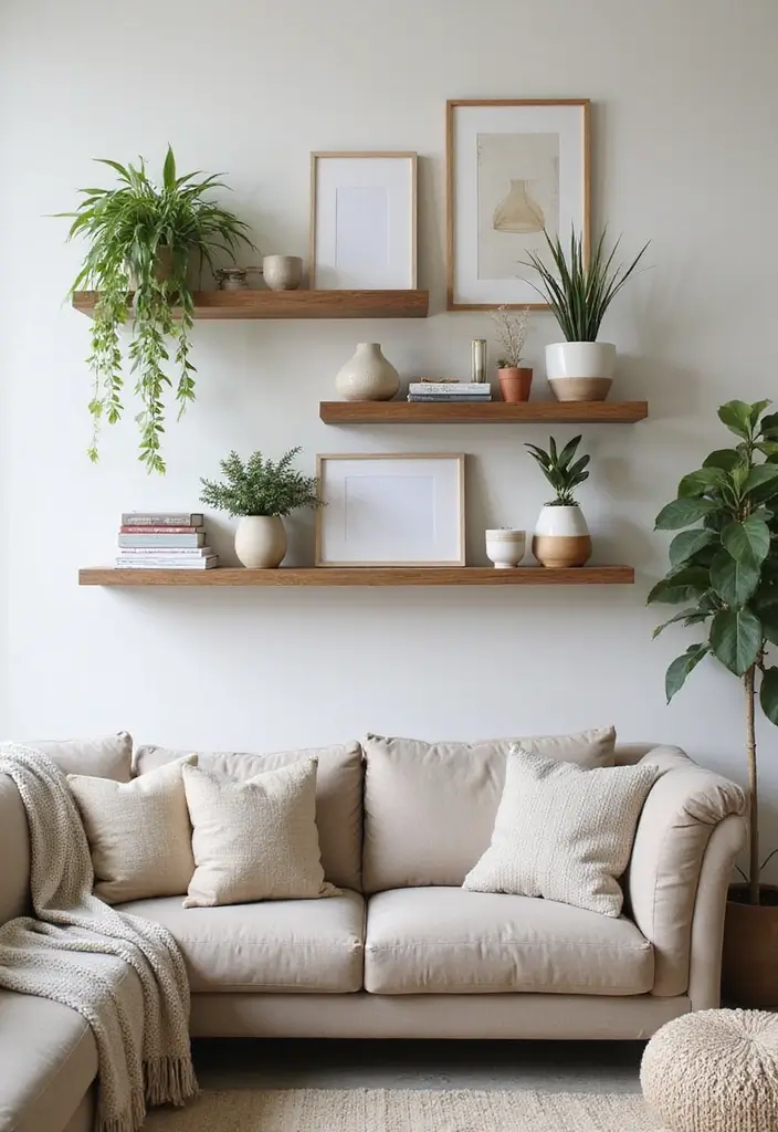 28 Wall Units Living Room Built Ins That Look Custom and Smart - 1. Floating Shelves with Style