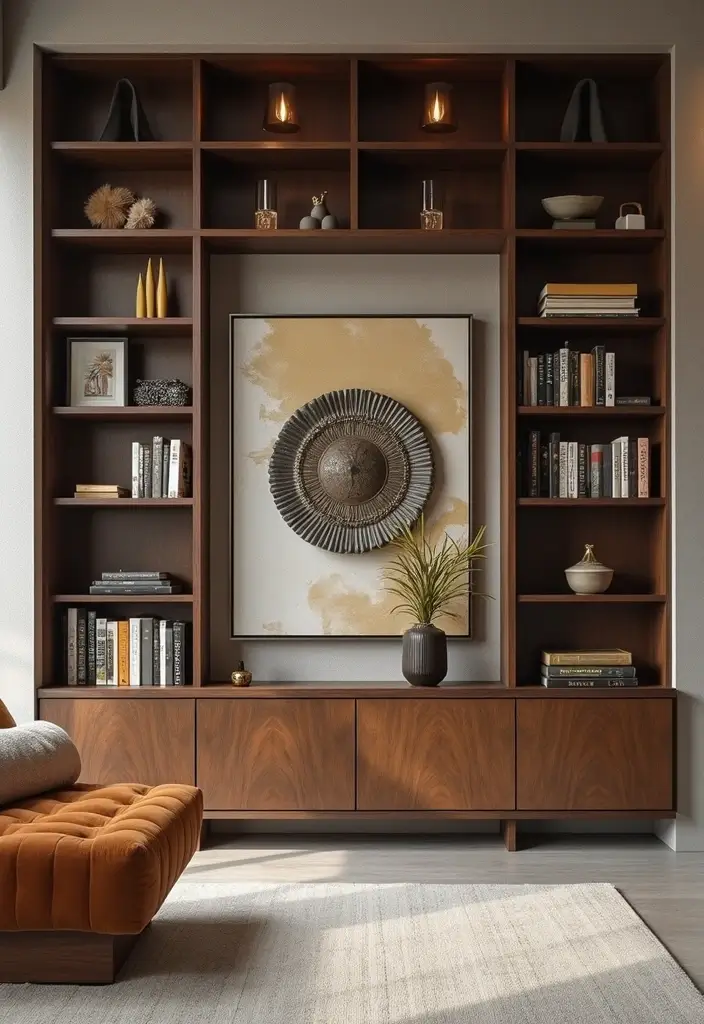 28 Wall Units Living Room Built Ins That Look Custom and Smart - 16. Statement Pieces
