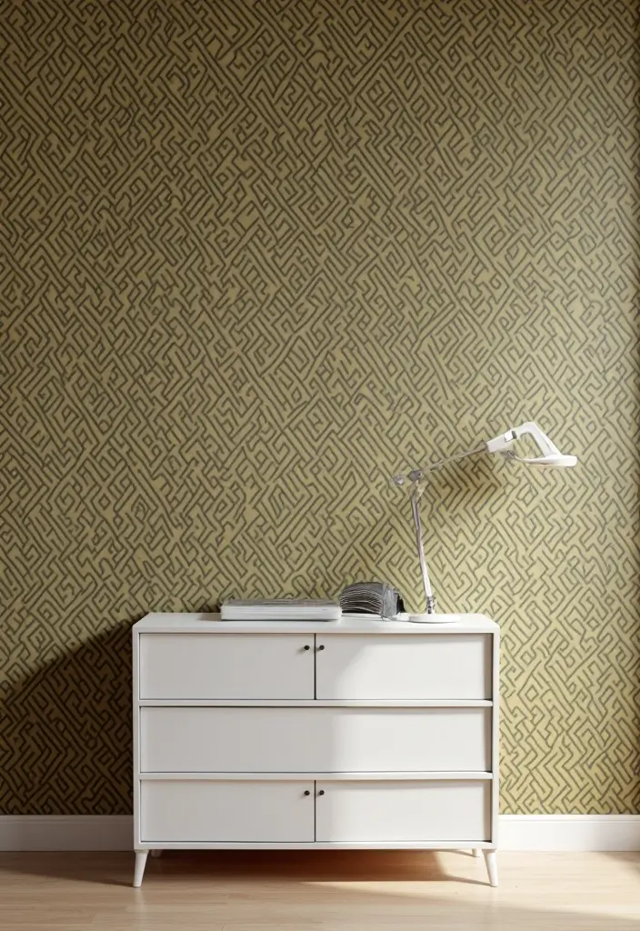 28 Wall Units Living Room Built Ins That Look Custom and Smart - 28. Bold Wallpaper Backdrops