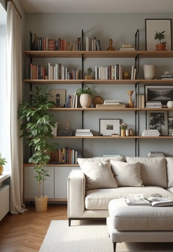 28 Wall Units Living Room Built Ins That Look Custom and Smart - 5. Open Shelving for Display