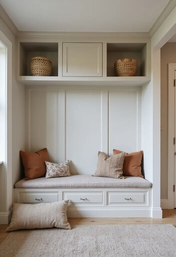 28 Wall Units Living Room Built Ins That Look Custom and Smart - 9. Built-in Benches