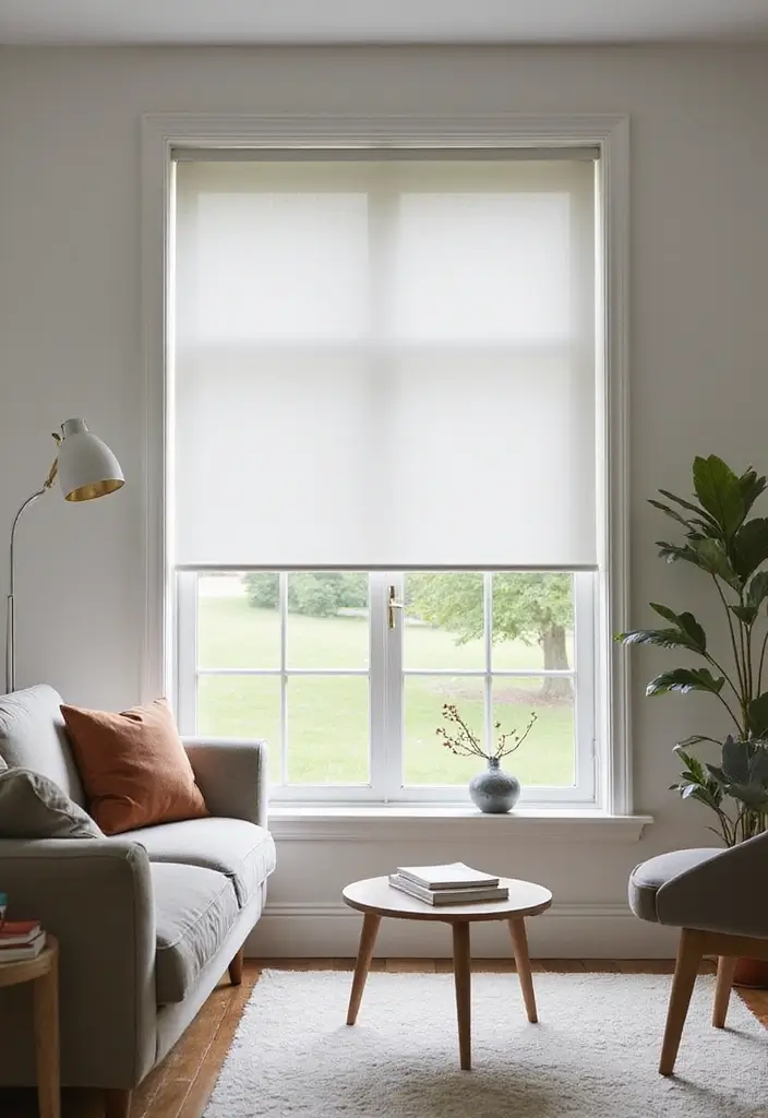 28 Window Dressing Ideas Living Room That Add Style and Privacy - 10. Eco-Friendly Roller Blinds