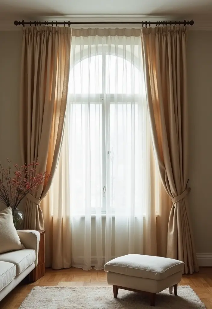 28 Window Dressing Ideas Living Room That Add Style and Privacy - 11. Layered Window Treatments