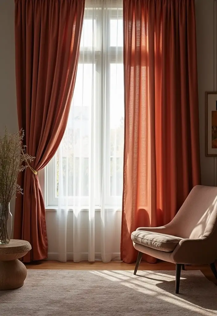 28 Window Dressing Ideas Living Room That Add Style and Privacy - 12. Eco-Conscious Velvet Drapes