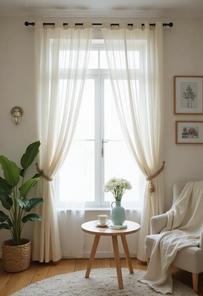 28 Window Dressing Ideas Living Room That Add Style and Privacy - 14. Tulle Window Curtains