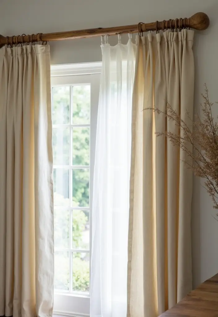 28 Window Dressing Ideas Living Room That Add Style and Privacy - 20. Eco-Friendly Curtain Rods