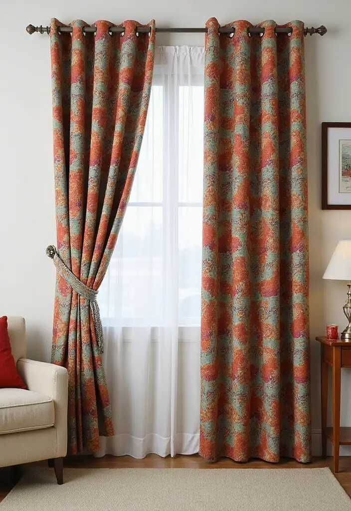 28 Window Dressing Ideas Living Room That Add Style and Privacy - 22. Custom Printed Fabric Curtains