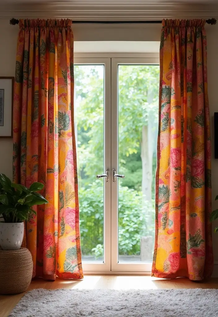 28 Window Dressing Ideas Living Room That Add Style and Privacy - 4. Recycled Fabric Curtains