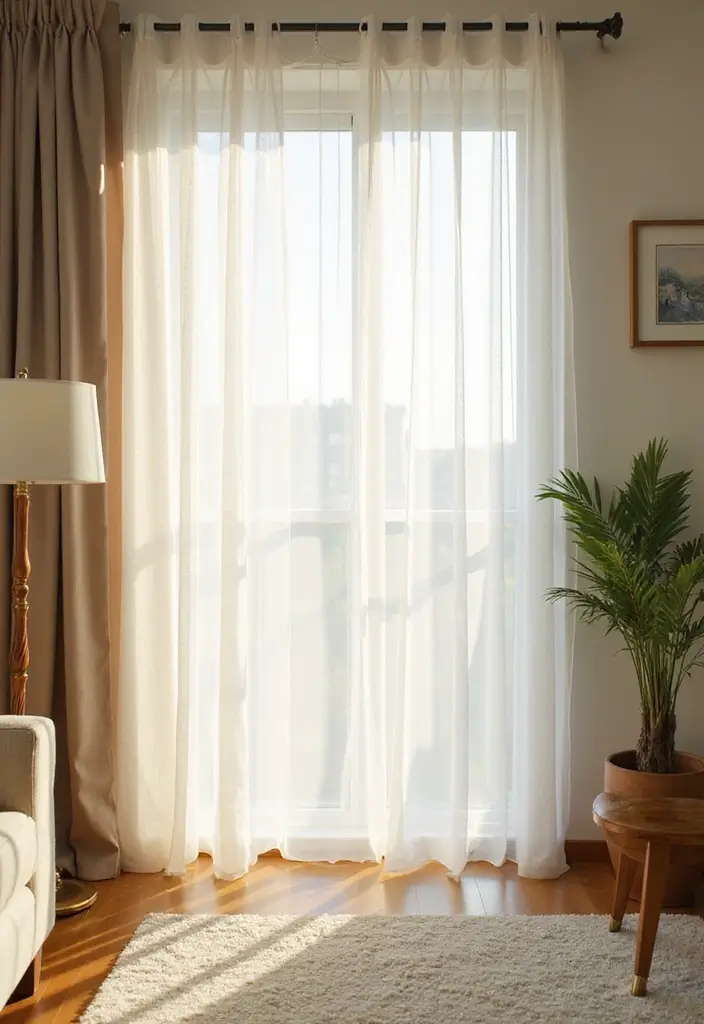 28 Window Dressing Ideas Living Room That Add Style and Privacy - 5. Sheer Organza Curtains