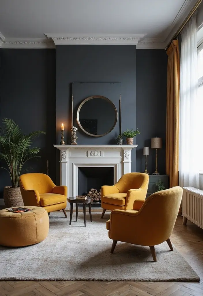 29 Dark Gray Living Room Ideas That Look Modern and Sophisticated - 14. Chic Accent Chairs