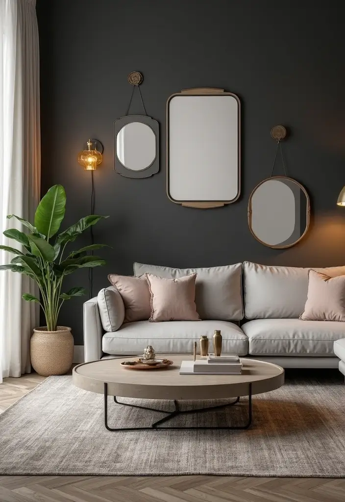 29 Dark Gray Living Room Ideas That Look Modern and Sophisticated - 2. Bold Accent Walls with Dark Gray