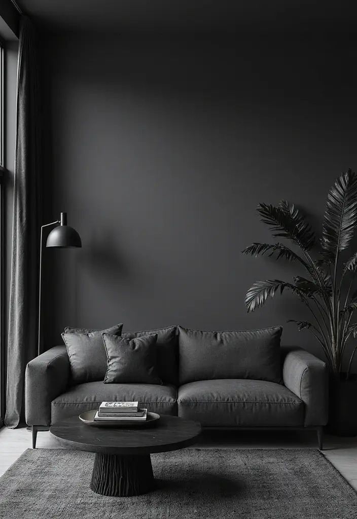29 Dark Gray Living Room Ideas That Look Modern and Sophisticated - 20. Use of Black Accents