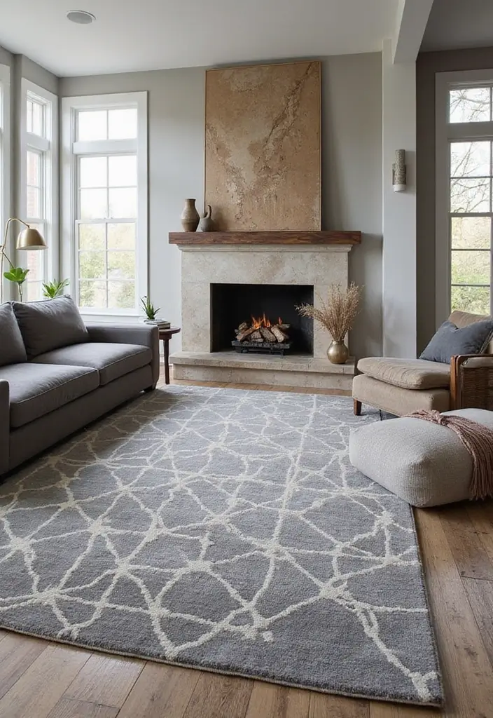 29 Dark Gray Living Room Ideas That Look Modern and Sophisticated - 3. Modern Gray Rugs to Ground Your Space