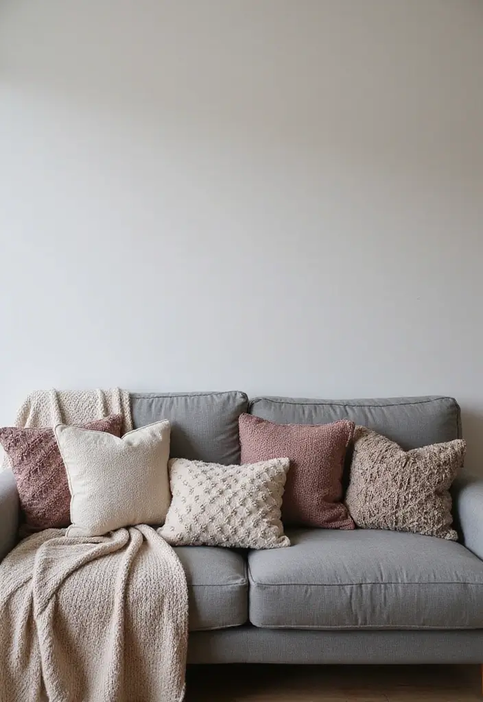29 Dark Gray Living Room Ideas That Look Modern and Sophisticated - 5. Cozy Knit Throws and Pillows