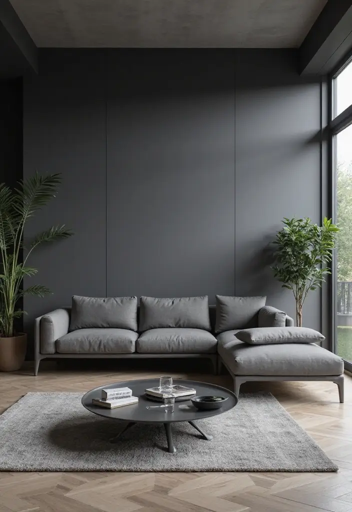 29 Dark Gray Living Room Ideas That Look Modern and Sophisticated - 6. Minimalist Furniture Designs