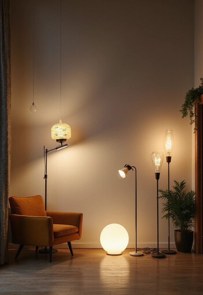 29 Dark Gray Living Room Ideas That Look Modern and Sophisticated - 8. Bright Lighting Fixtures