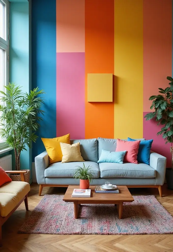 29 Decor Wall in Living Room Ideas That Add Personality and Depth - 11. Color Block Walls