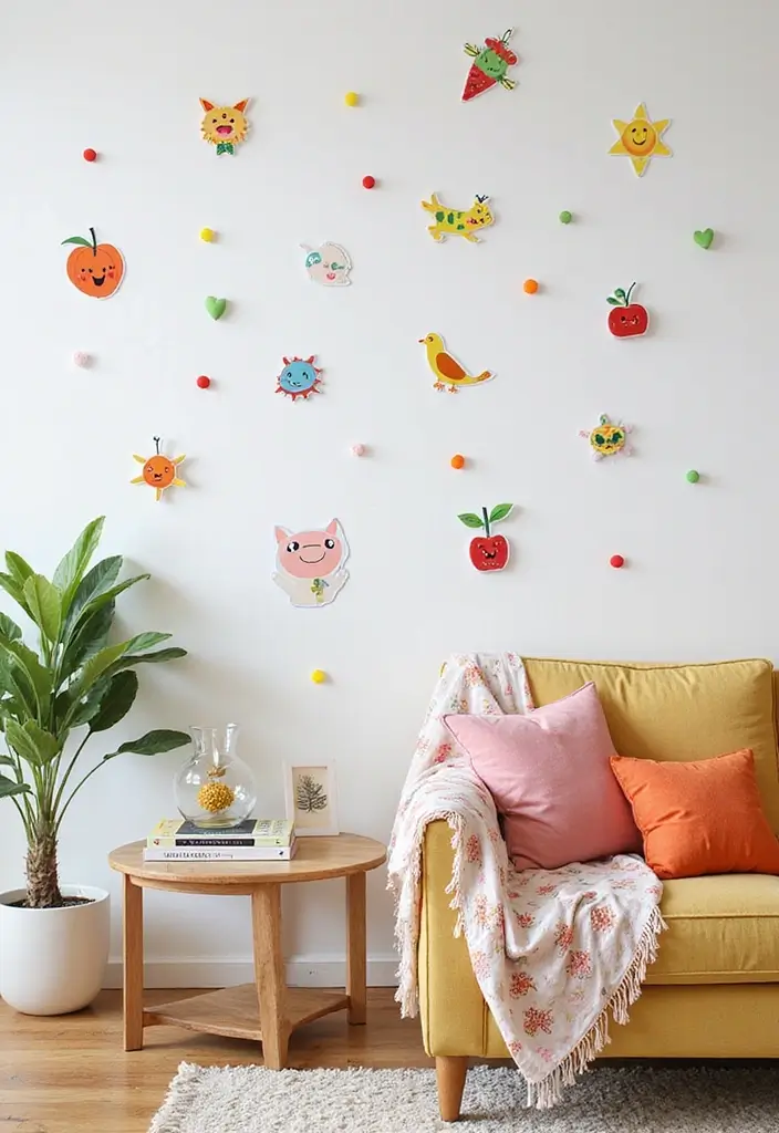 29 Decor Wall in Living Room Ideas That Add Personality and Depth - 12. Whimsical Wall Decals