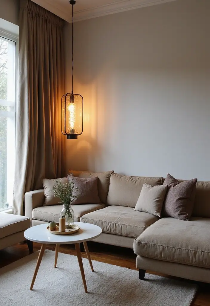 29 Decor Wall in Living Room Ideas That Add Personality and Depth - 13. Statement Lighting