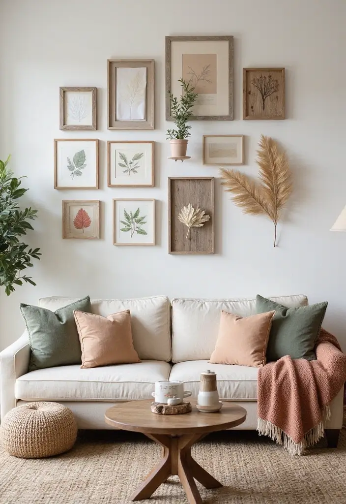 29 Decor Wall in Living Room Ideas That Add Personality and Depth - 14. Seasonal Decor Changes