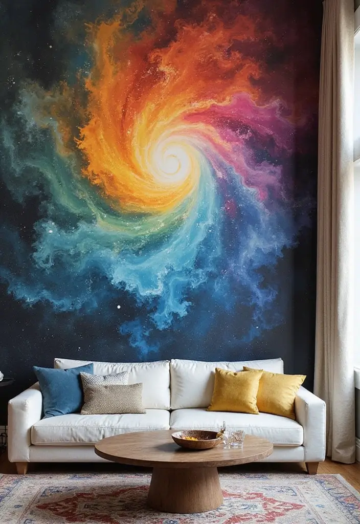 29 Decor Wall in Living Room Ideas That Add Personality and Depth - 18. Artistic Murals
