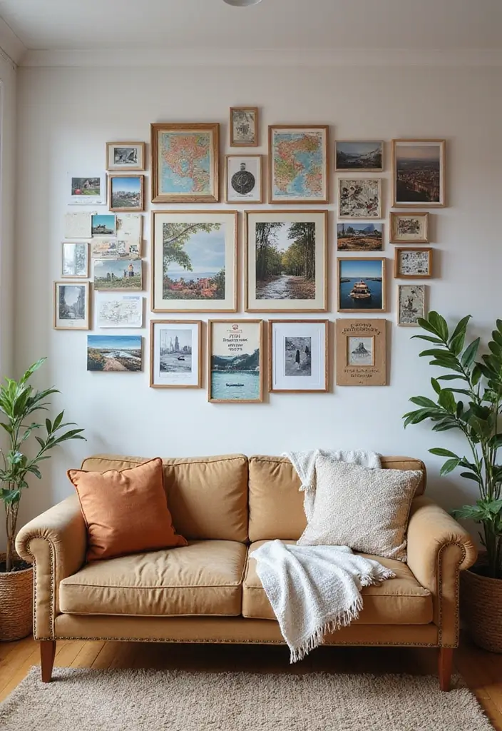29 Decor Wall in Living Room Ideas That Add Personality and Depth - 25. Personal Travel Mementos