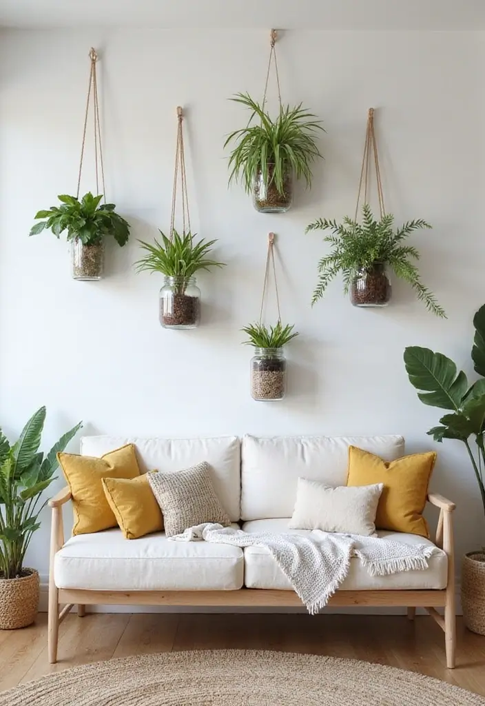 29 Decor Wall in Living Room Ideas That Add Personality and Depth - 27. Floating Plants