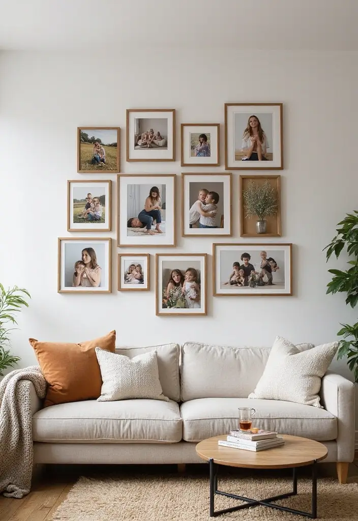 29 Decor Wall in Living Room Ideas That Add Personality and Depth - 29. Personalized Photo Collage